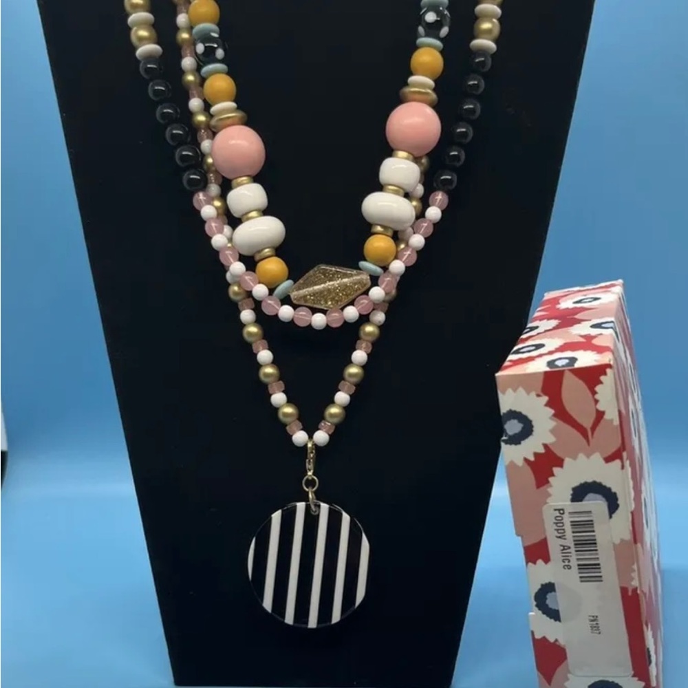 Plunder POPPY ALICE Necklace Multi-colored bead strands with removable pendant